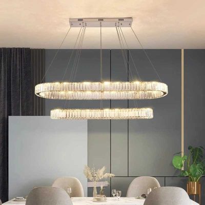 Đèn Chùm Trang Trí Trần Cao Kiểu Đôi Vòng | LEDTOT DTT 79CQ