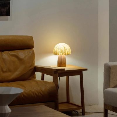 Đèn Ngủ Gỗ Óc Chó Kiểu Nấm Wabi-Sabi | LEDTOT DN 38WG