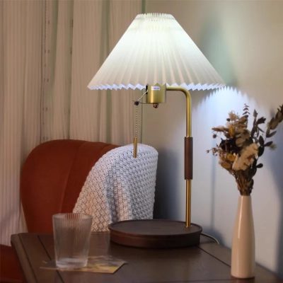 Đèn Ngủ Retro Mỹ Chụp Xếp Ly Sạc Không Dây | LEDTOT DN 37PL