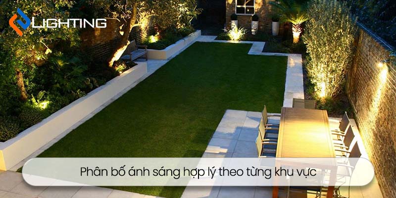 Phân bố ánh sáng hợp lý theo từng khu vực
