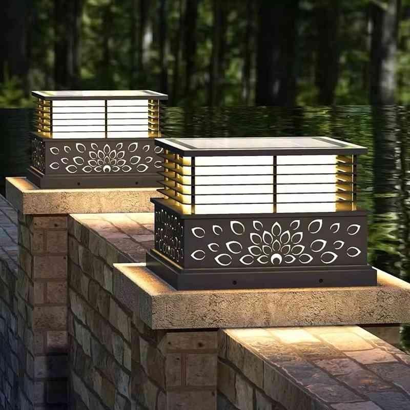 Đèn Trụ Cổng Năng Lượng Mặt Trời Hoa Văn Đẹp | ELIGHTING AD 68MN