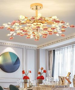 Đèn Chùm Gốm Hoa Hồng Kiểu Pháp Tinh Tế | LEDTOT DC A7KP