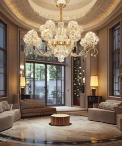 Đèn Chùm Pha Lê Vàng Đẳng Cấp Biệt Thự | LEDTOT DC 13QV