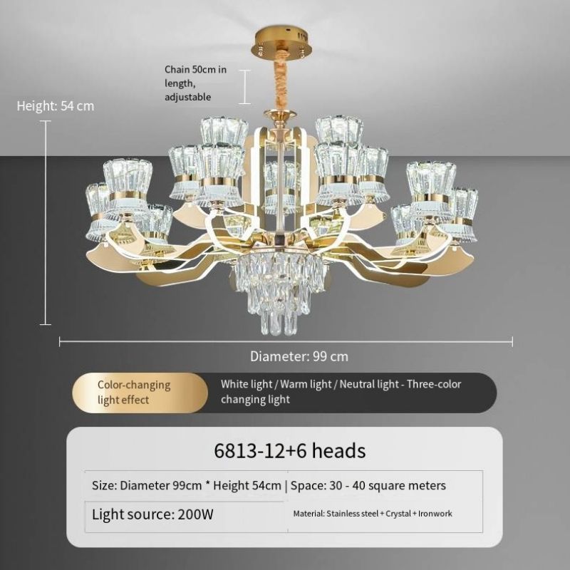 Đèn Pha Lê Treo Thả Cầu Thang Biệt Thự Kiểu Hiện Đại | LEDTOT DC 6VDA - Ảnh 6
