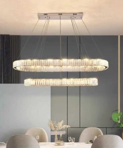 Đèn Chùm Trang Trí Trần Cao Kiểu Đôi Vòng | LEDTOT DTT 79CQ