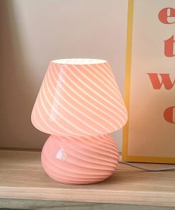 Đèn Ngủ Thủy Tinh Nấm Sọc Cổ Điển | LEDTOT DN 42TM