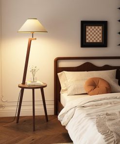 Đèn Sàn Gỗ Tự Nhiên Kèm Bàn Phong Cách Bắc Âu | LEDTOT DS 37KL