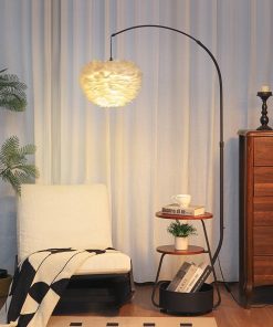 Đèn Sàn Lông Vũ Kèm Kệ Trang Trí Hiện Đại | LEDTOT DS 79QM